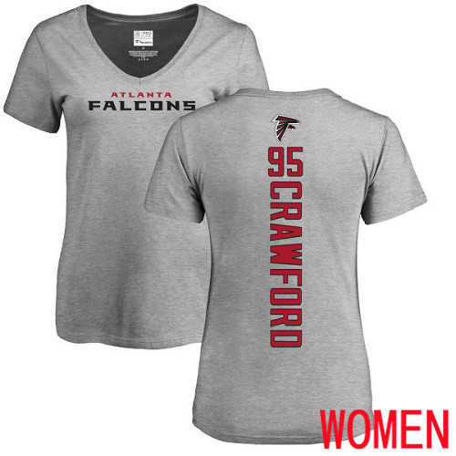Atlanta Falcons Ash Women Jack Crawford Backer NFL Football #95 T Shirt